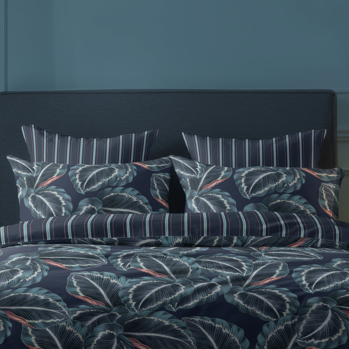 Taie d'oreiller satin de coton - Tigelle Bleu foncé - CXL by Christian Lacroix Maison
