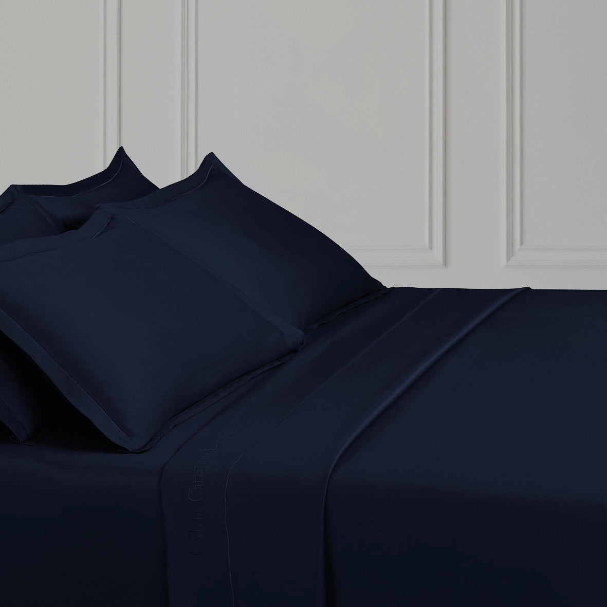 Taie d'oreiller satin de coton - Uni 1 baratta Bleu poussiéreux - CXL by Christian Lacroix Maison