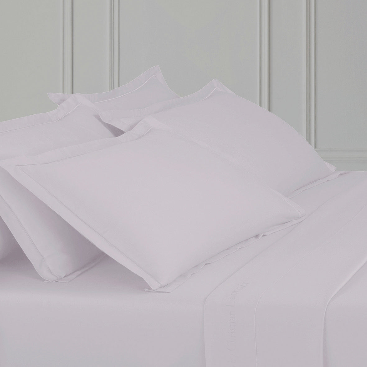 Taie d'oreiller satin de coton - Uni 1 baratta Gris perle - CXL by Christian Lacroix Maison