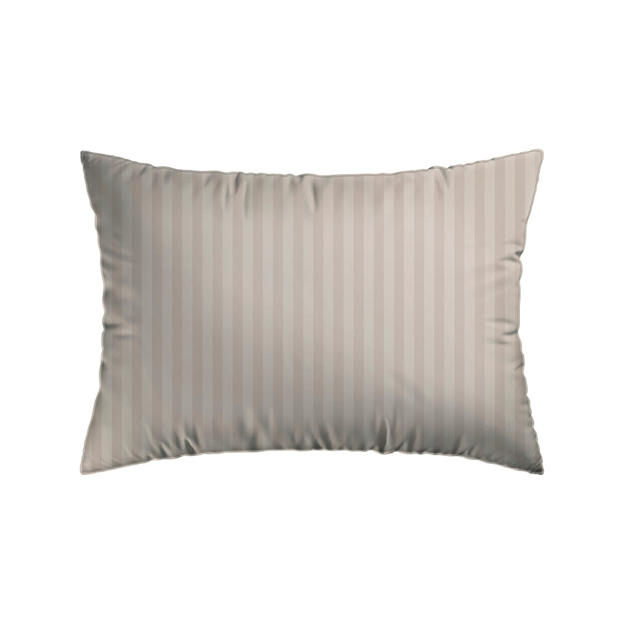Taie(s) d'oreiller en satin de coton - Rayure tissé taupe