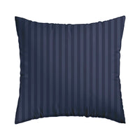 Taie(s) d’oreiller en satin de coton - tissé Jacquard - Bleu foncé rayé - 2 x (63 x 63 cm)