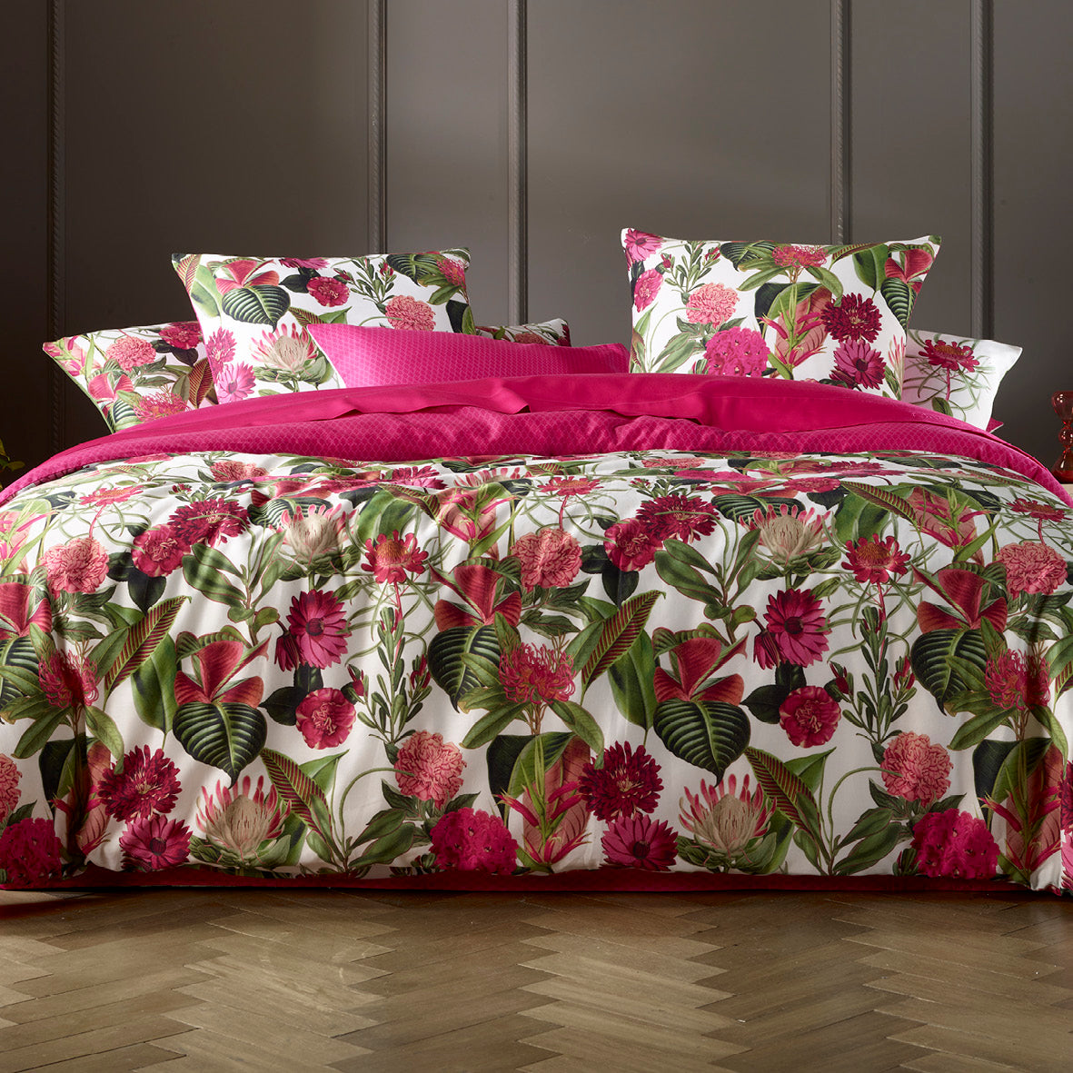 Taie(s) d'oreiller satin de coton - Garden fuchsia