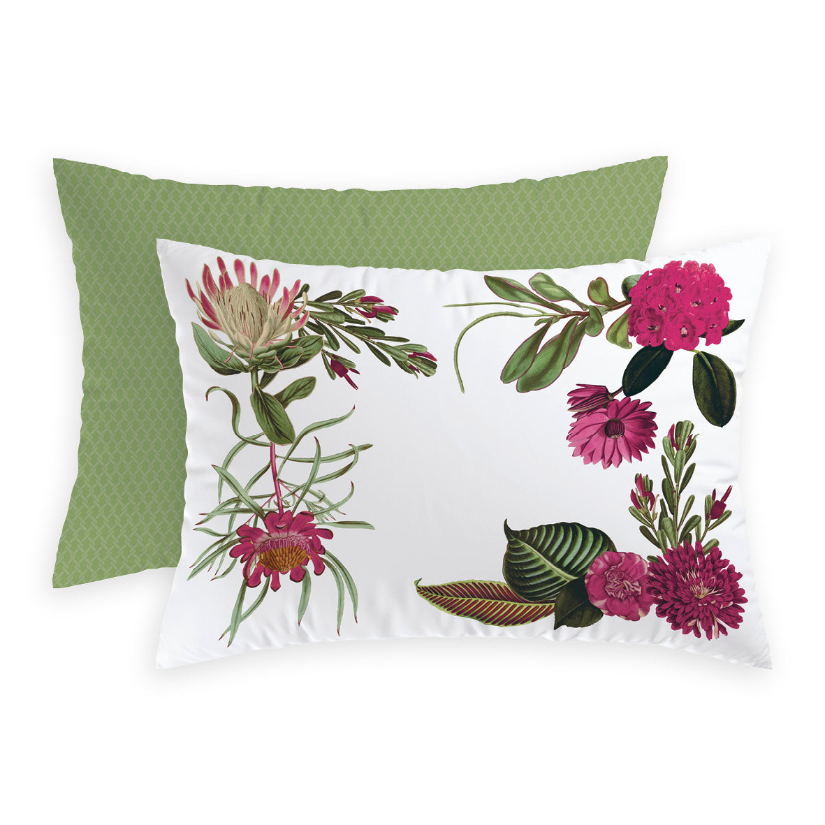 Taie(s) d'oreiller satin de coton - Garden vert - 2 x (50 x 70 cm)