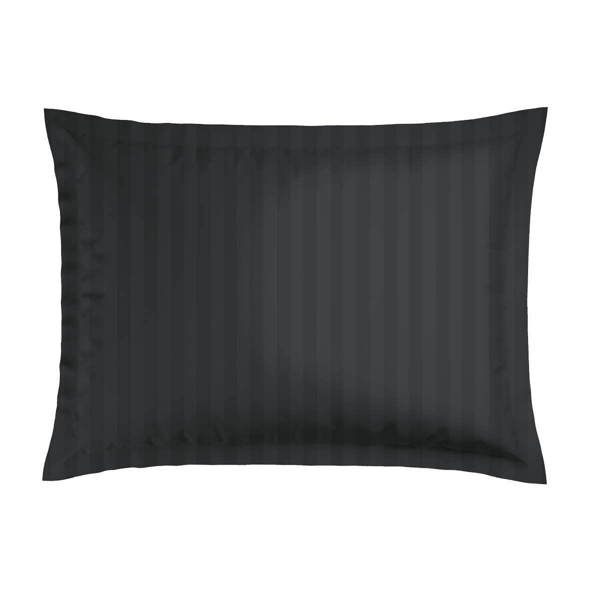 Taie(s) d’oreiller satin de coton rayure tissé dobby - Noir - 2 x (50 x 70 cm)