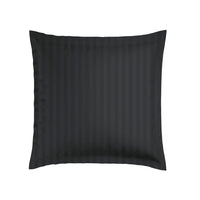 Taie(s) d’oreiller satin de coton rayure tissé dobby - Noir - 2 x (63 x 63 cm)