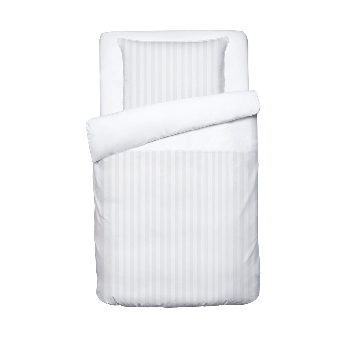Bettbezug + Kopfkissenbezug Baby Baumwollsatin - Jacquard gewebt - gestreift Weiß