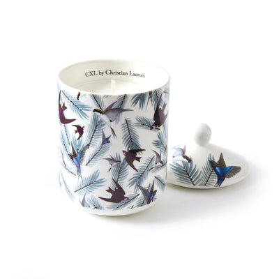 Bougie parfumée en pot de porcelaine - Birds Blanc - Jasmin & Ylang - durée de combustion 65h - 315 g