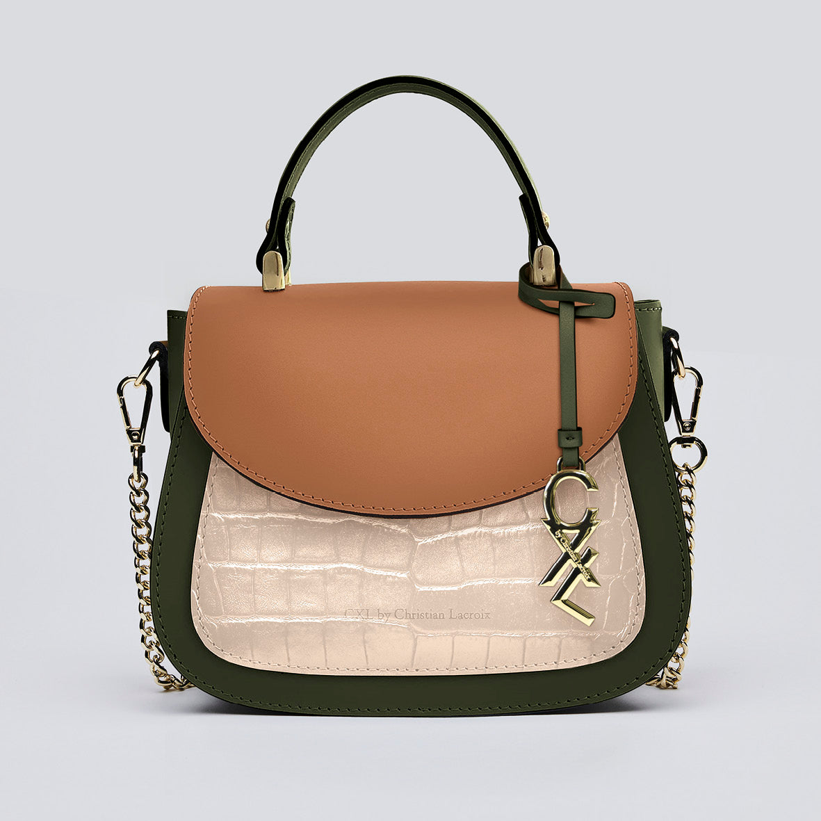 Leather handbag in croco leather - Haussmann