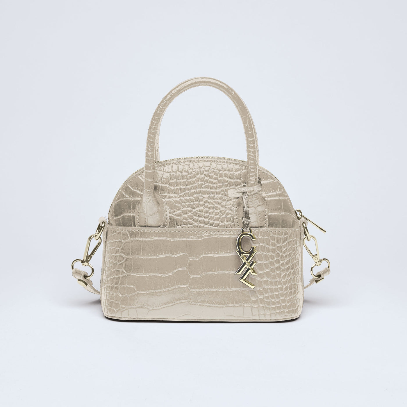 Small croco leather bowling bag Bel-air